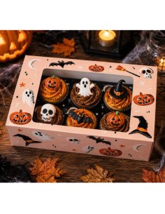 6-Cupcake Doos Halloween Boo Perzik -1st- 2