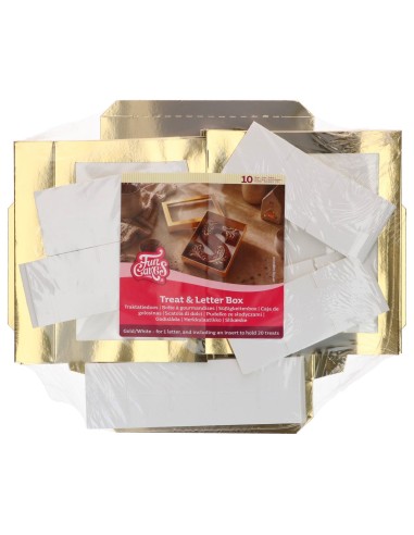 FunCakes Letter & Treats Doos Goud/Wit 20x14x3,5cm -10st-