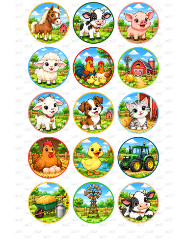 Eetbare Print Boerderij Cupcakes - 5cm