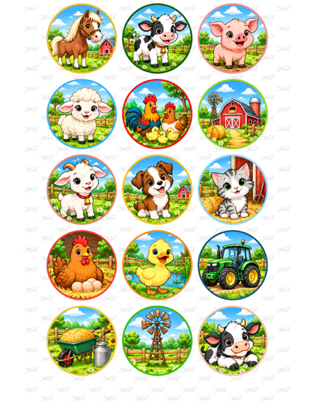 Eetbare Print Boerderij Cupcakes - 5cm