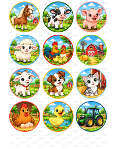 Eetbare Print Boerderij Cupcakes - 6cm