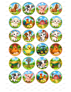 Eetbare Print Boerderij Mini Cupcakes - 4cm