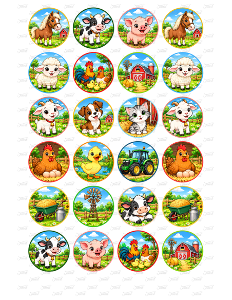 Eetbare Print Boerderij Mini Cupcakes - 4cm