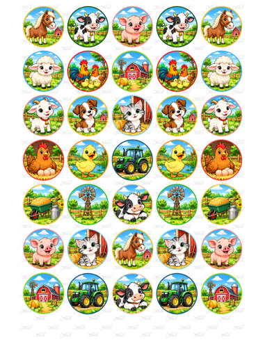 Eetbare Print Boerderij Mini Cupcakes - 3,5cm