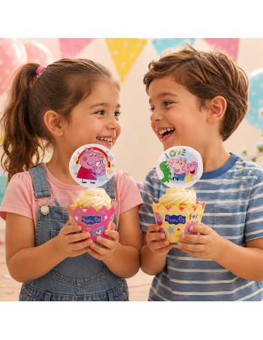 Dekora Cupcake Wraps en Toppers Peppa Pig -12st-