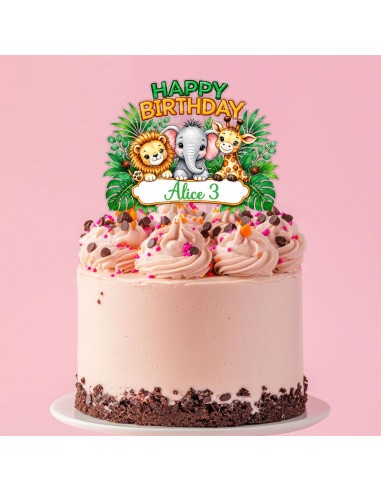 Full Colour Taarttopper op Maat: Happy Birthday Dierentuin