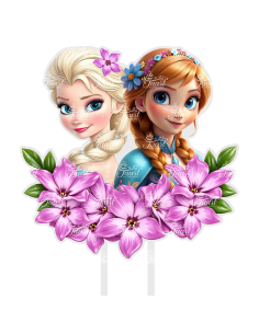 Full Colour Taarttopper op Maat: Anna & Elsa