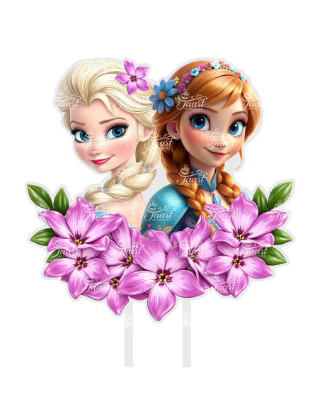 Full Colour Taarttopper op Maat: Anna & Elsa