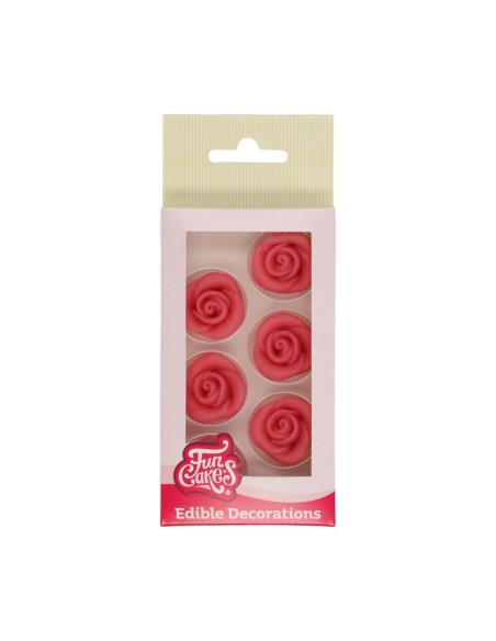 FunCakes Marsepein Decoratie Rozen Roze -6st-