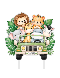 Full Colour Taarttopper op Maat: Jungle Dieren Auto