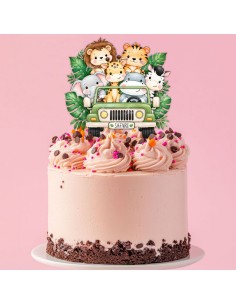Full Colour Taarttopper op Maat: Jungle Dieren Auto 2
