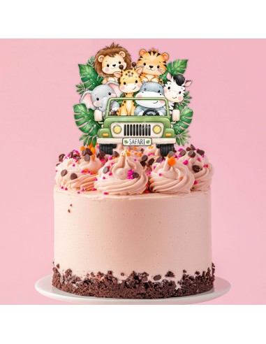 Full Colour Taarttopper op Maat: Jungle Dieren Auto