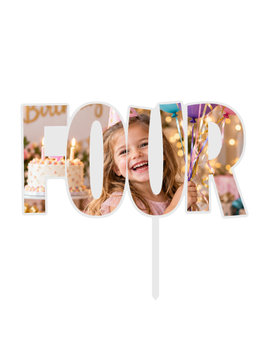 Full Colour Taarttopper op Maat: FOUR