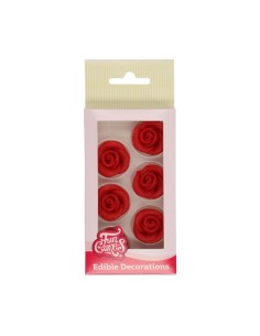 FunCakes Marsepein Decoratie Rozen Rood -6st-