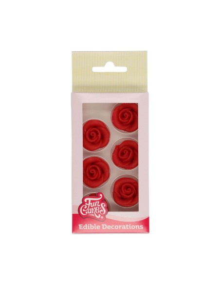 FunCakes Marsepein Decoratie Rozen Rood -6st-