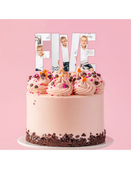 Full Colour Taarttopper op Maat: FIVE
