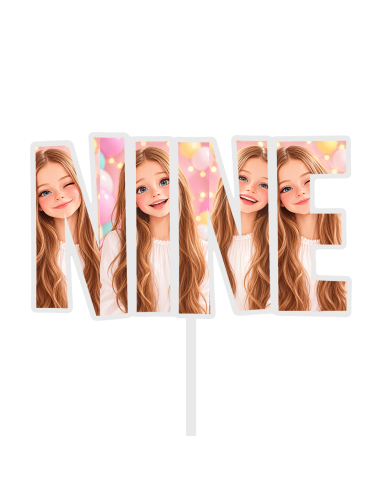 Full Colour Taarttopper op Maat: NINE
