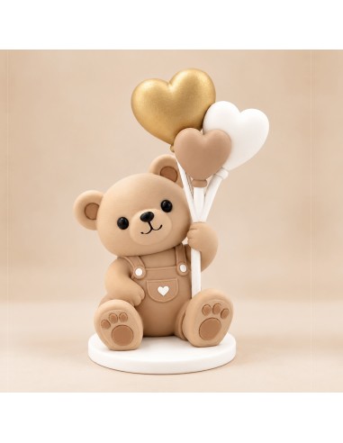 3D Taarttopper op Maat: Teddy met Ballon Bruin