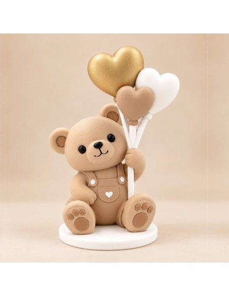 3D Taarttopper op Maat: Teddy met Ballon Bruin
