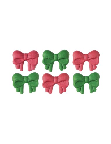 Decora Suikerdecoratie Strikken Rood/Groen -6st-