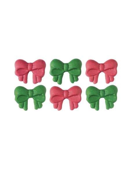 Decora Suikerdecoratie Strikken Rood/Groen -6st-
