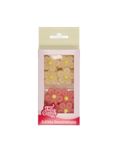 FunCakes Marsepein Decoratie Margriet Wit/Roze -12st-