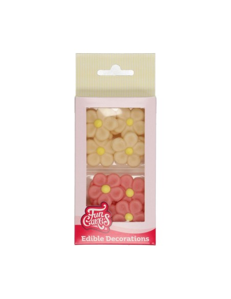 FunCakes Marsepein Decoratie Margriet Wit/Roze -12st-