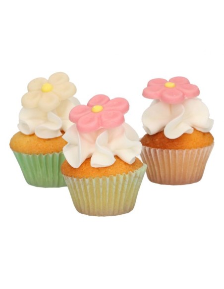 FunCakes Marsepein Decoratie Margriet Wit/Roze -12st-