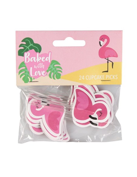 Baked with Love Cupcake Toppers Flamingo -24st- //
