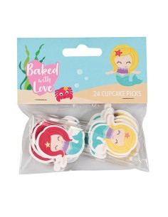 Baked with Love Cupcake Toppers Zeemeermin -24st-