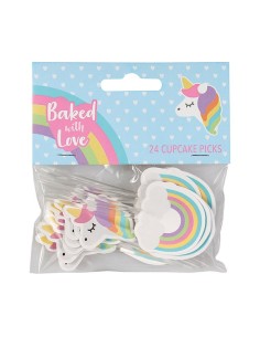 Baked with Love Cupcake Toppers Eenhoorn & Regenboog -24st-