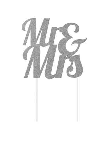 Creative Party Taarttopper Mr & Mrs - Zilver //