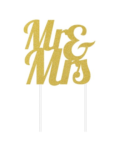 Creative Party Taarttopper Mr & Mrs - Goud //