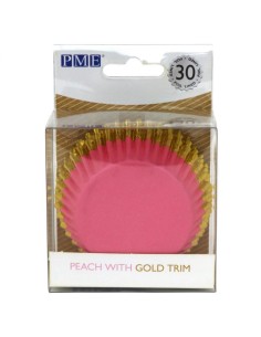 PME Folie Baking Cups Perzik met Gouden Rand -30st- 2