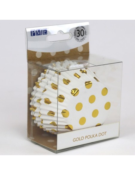 PME Folie Baking Cups Wit met Gouden Stippen -30st-