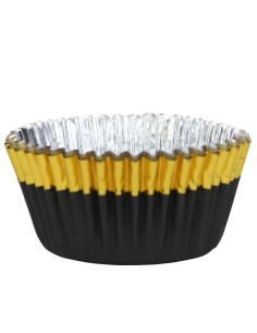 PME Folie Baking Cups Zwart met Gouden Rand -30st- 2