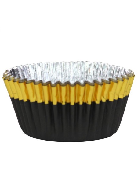 PME Folie Baking Cups Zwart met Gouden Rand -30st-