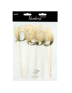 PartyDeco Taarttoppers Tafelnummers Goud -11st- 2