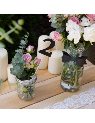 PartyDeco Taarttoppers Tafelnummers Zwart -11st-