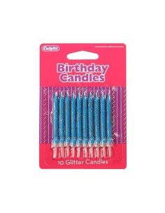 Glitter Kaarsjes Blauw -10st-