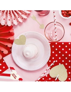 PartyDeco Cupcake Toppers Sweet Love Hart Goud -6st- 2