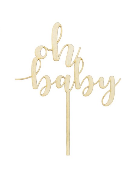 PartyDeco Houten Taarttopper Oh Baby