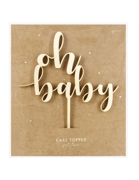 PartyDeco Houten Taarttopper Oh Baby