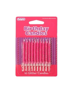 Glitter Kaarsjes Fuchsia -10st-