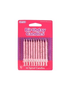 Glitter Kaarsjes Roze -10st-