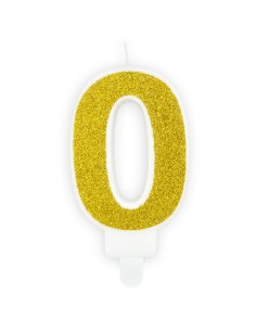 PartyDeco Kaars Nummer 0 - Goud