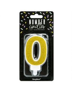 PartyDeco Kaars Nummer 0 - Goud 2