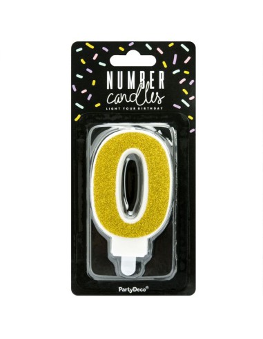 PartyDeco Kaars Nummer 0 - Goud