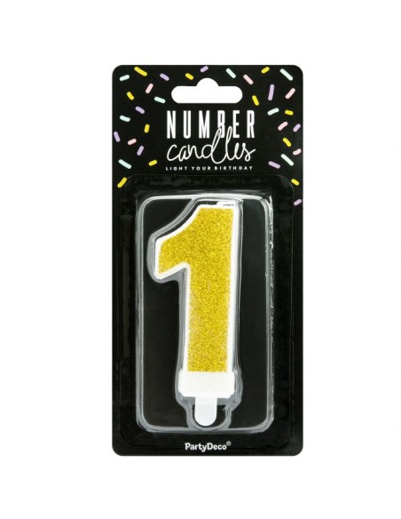 PartyDeco Kaars Nummer 1 - Goud