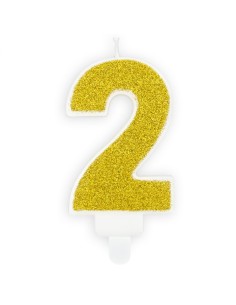 PartyDeco Kaars Nummer 2 - Goud